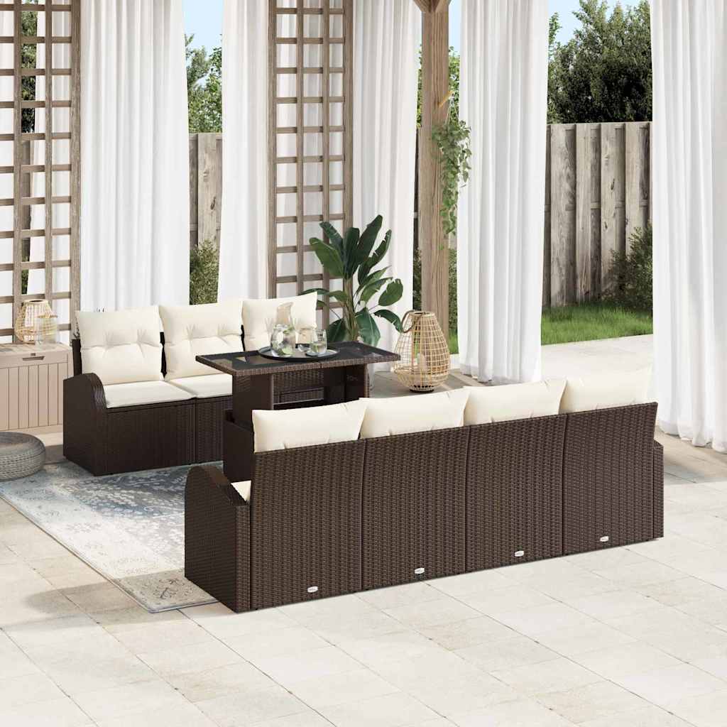 8-Teiliges Garten Sofa Set Mit Kissen Poly Rattan