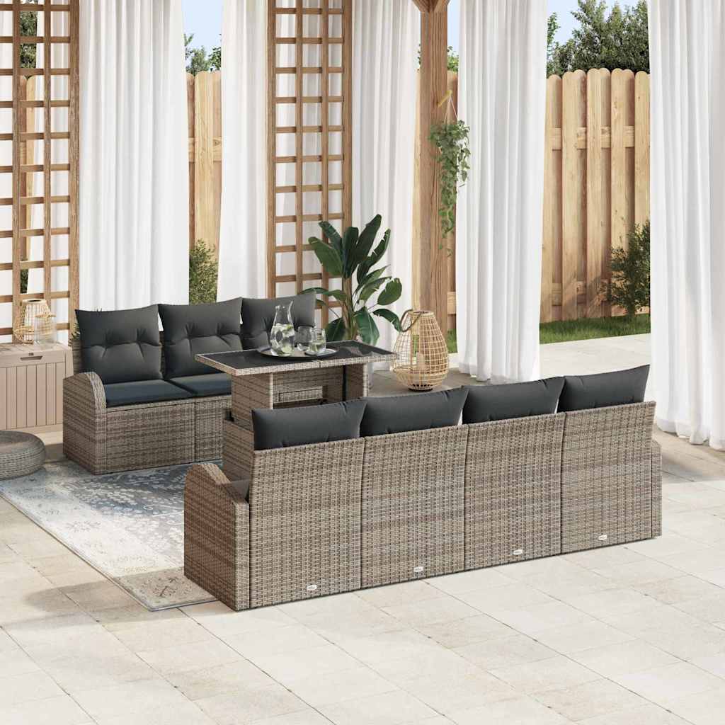 8-Teiliges Garten Sofa Set Mit Kissen Poly Rattan