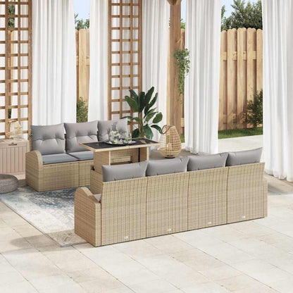 8-Teiliges Garten Sofa Set Mit Kissen Poly Rattan