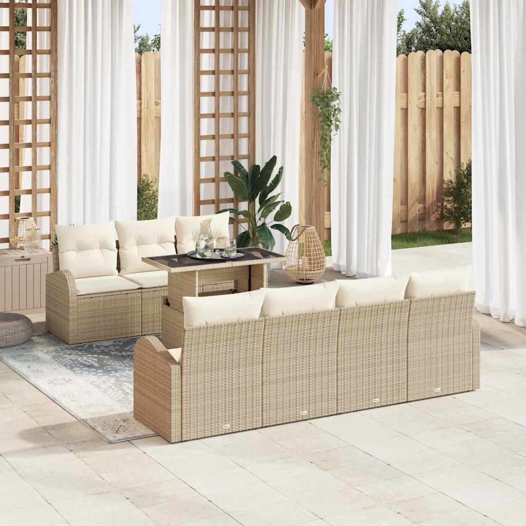 8-Teiliges Garten Sofa Set Mit Kissen Poly Rattan