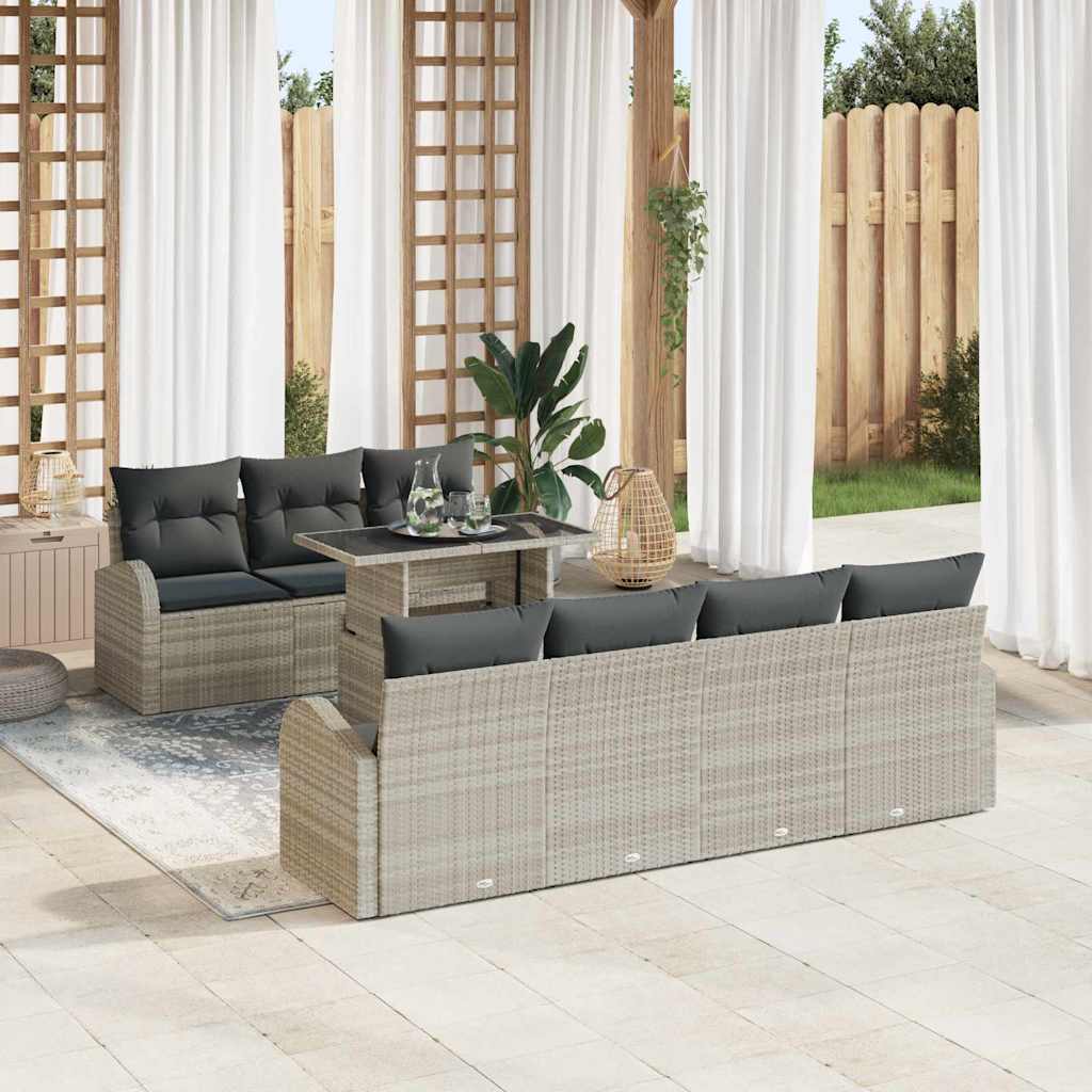 8-Teiliges Garten Sofa Set Mit Kissen Poly Rattan