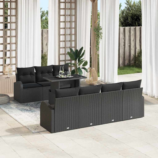8-Teiliges Garten Sofa Set Mit Kissen Poly Rattan