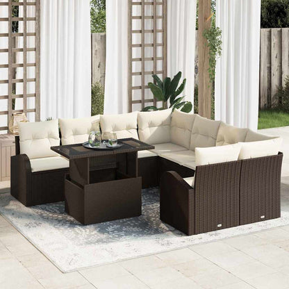 9-Teiliges Garten Sofa Set Mit Kissen Poly Rattan