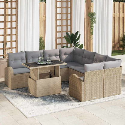 9-Teiliges Garten Sofa Set Mit Kissen Poly Rattan