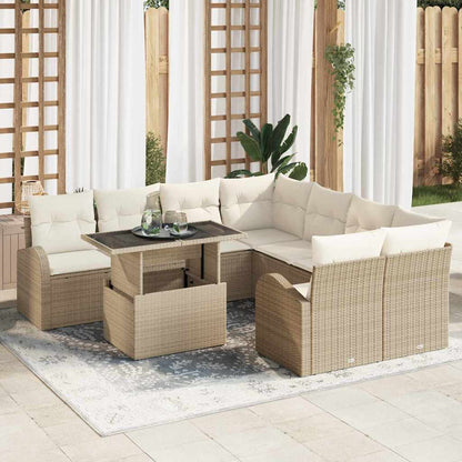 9-Teiliges Garten Sofa Set Mit Kissen Poly Rattan