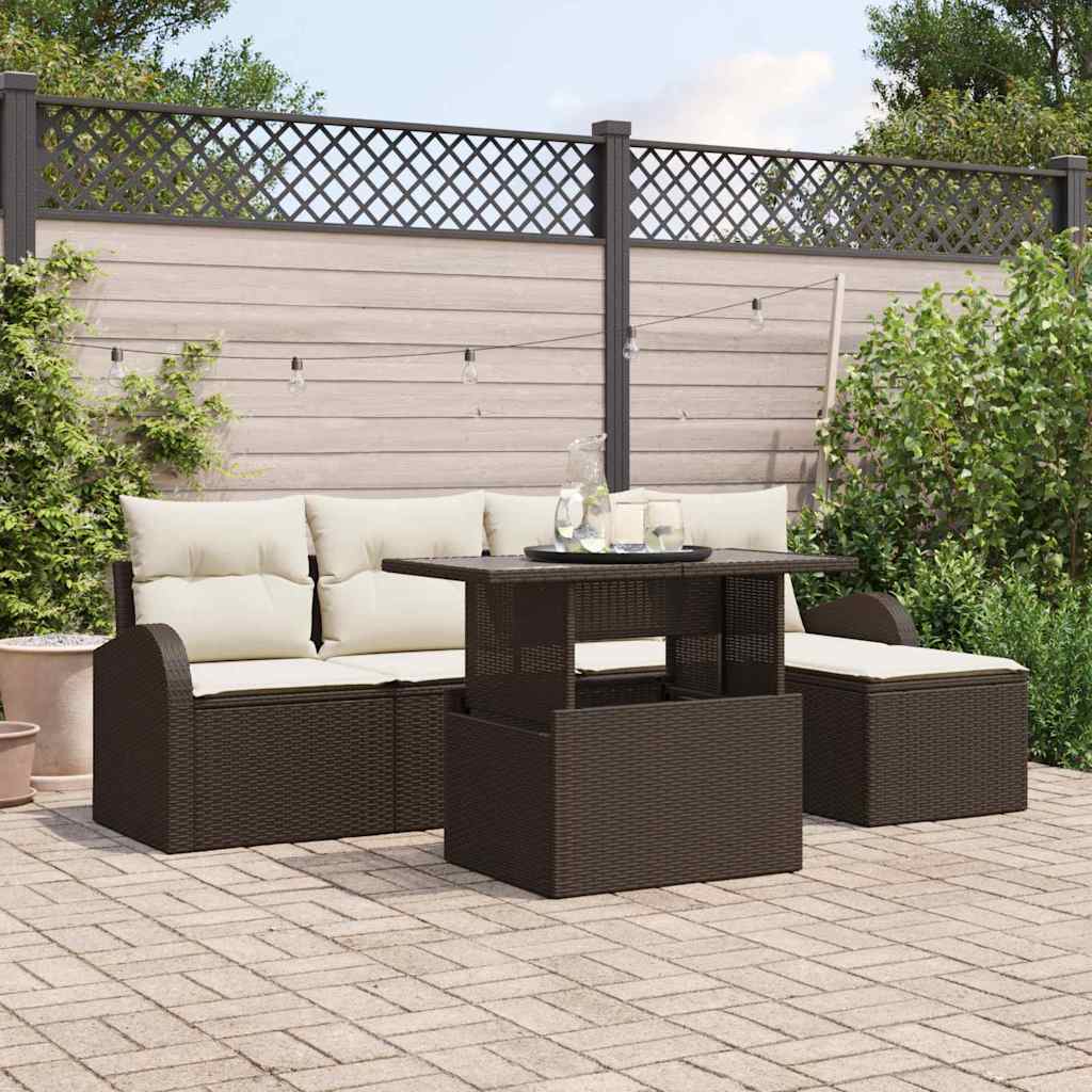 6-Teiliges Garten Sofa Set Mit Kissen Es Poly Rattan