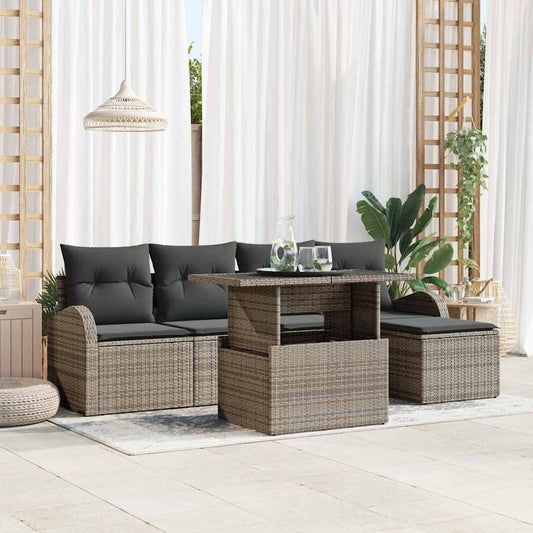 6-Teiliges Garten Sofa Set Mit Kissen Es Poly Rattan