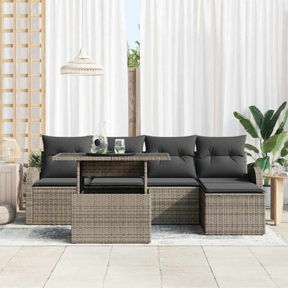 6-Teiliges Garten Sofa Set Mit Kissen Es Poly Rattan