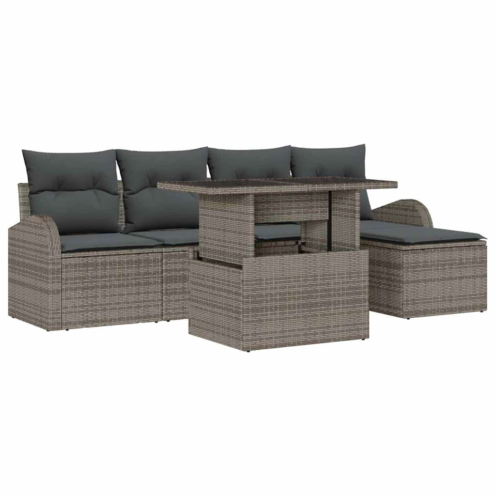 6-Teiliges Garten Sofa Set Mit Kissen Es Poly Rattan