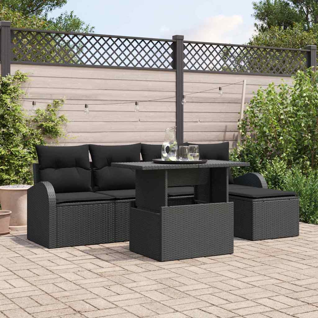 6-Teiliges Garten Sofa Set Mit Kissen Es Poly Rattan