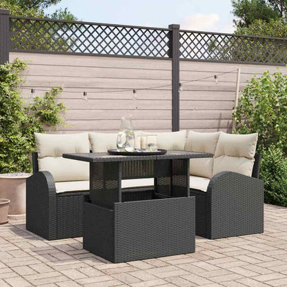 5-Teilige Garten Sofa Set Mit Kissen Poly Rattan