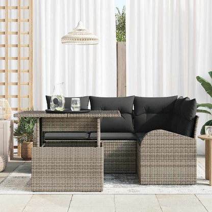 5-Teilige Garten Sofa Set Mit Kissen Poly Rattan