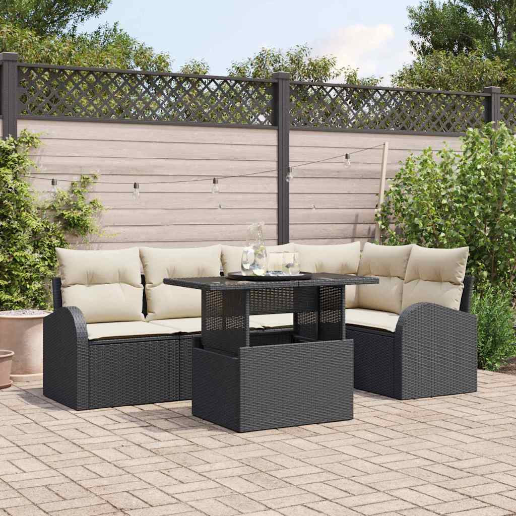 6-Teiliges Gartensofa Set Mit Kissen Poly Rattan