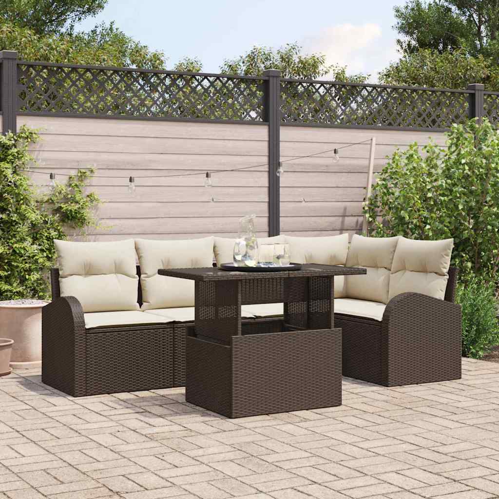 6-Teiliges Gartensofa Set Mit Kissen Poly Rattan
