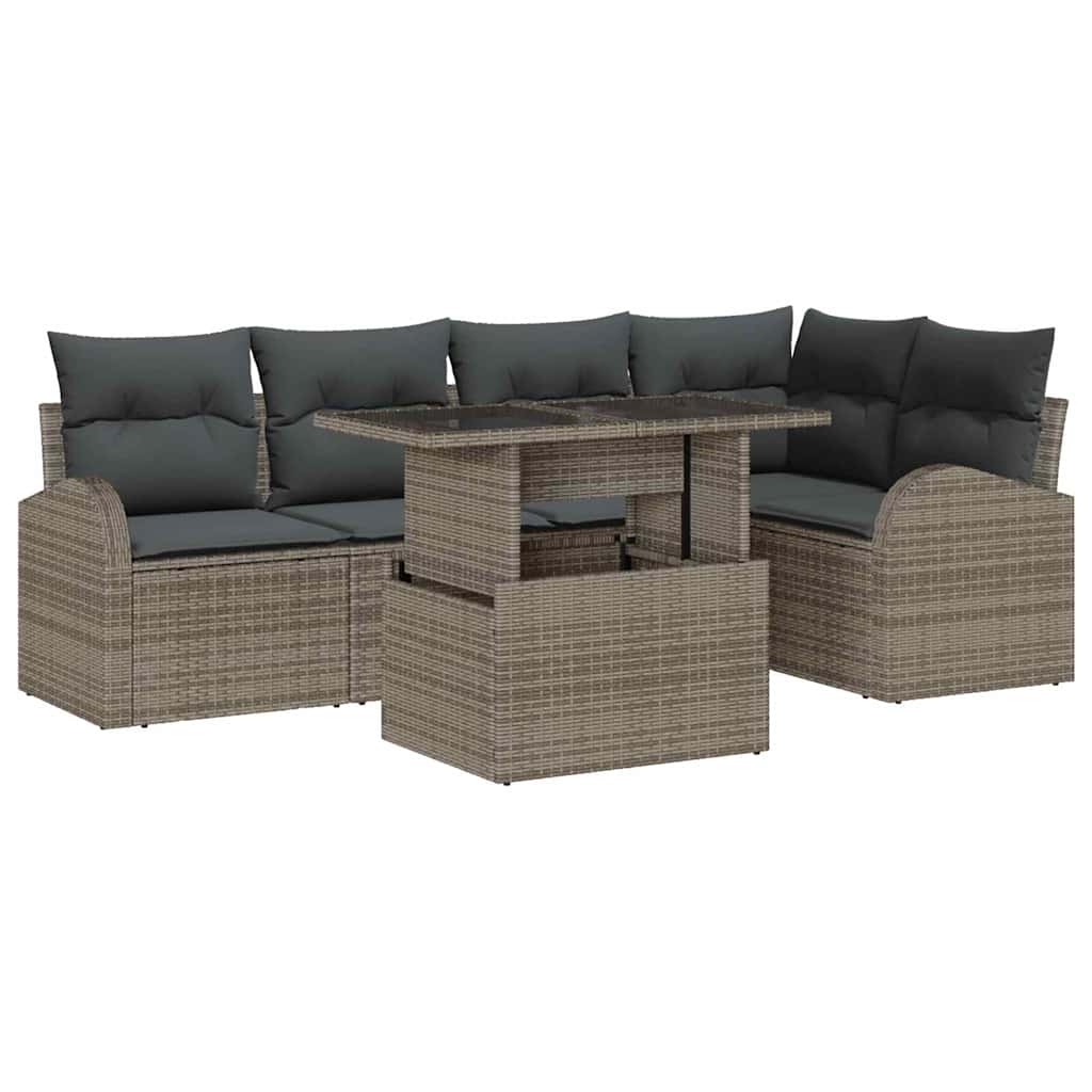 6-Teiliges Gartensofa Set Mit Kissen Poly Rattan