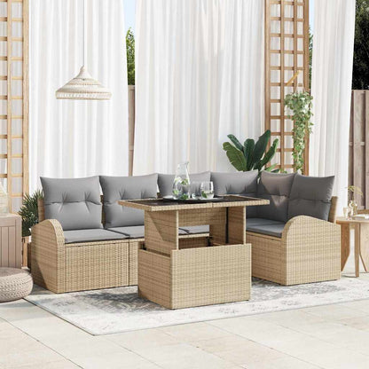 6-Teiliges Gartensofa Set Mit Kissen Poly Rattan