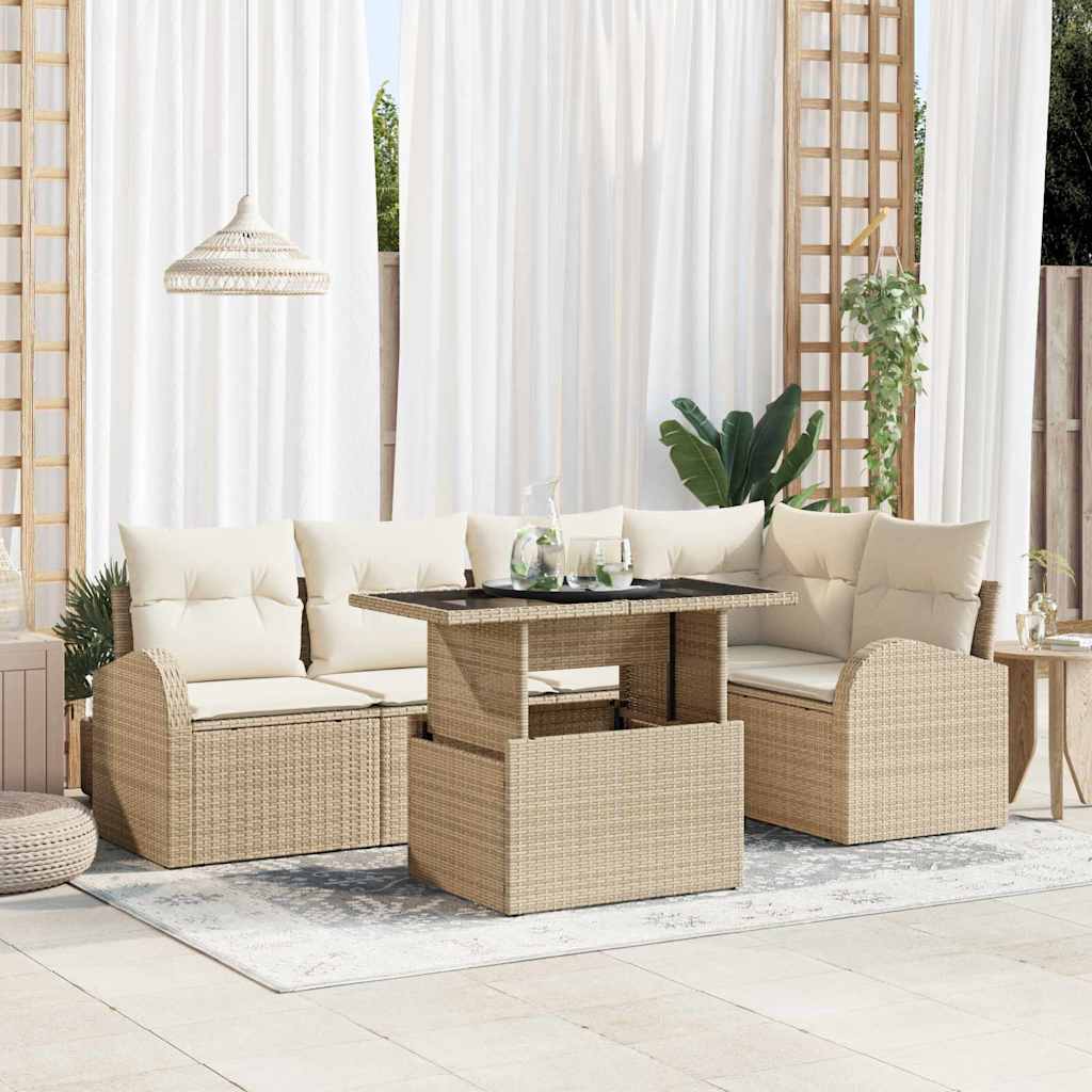 6-Teiliges Gartensofa Set Mit Kissen Poly Rattan