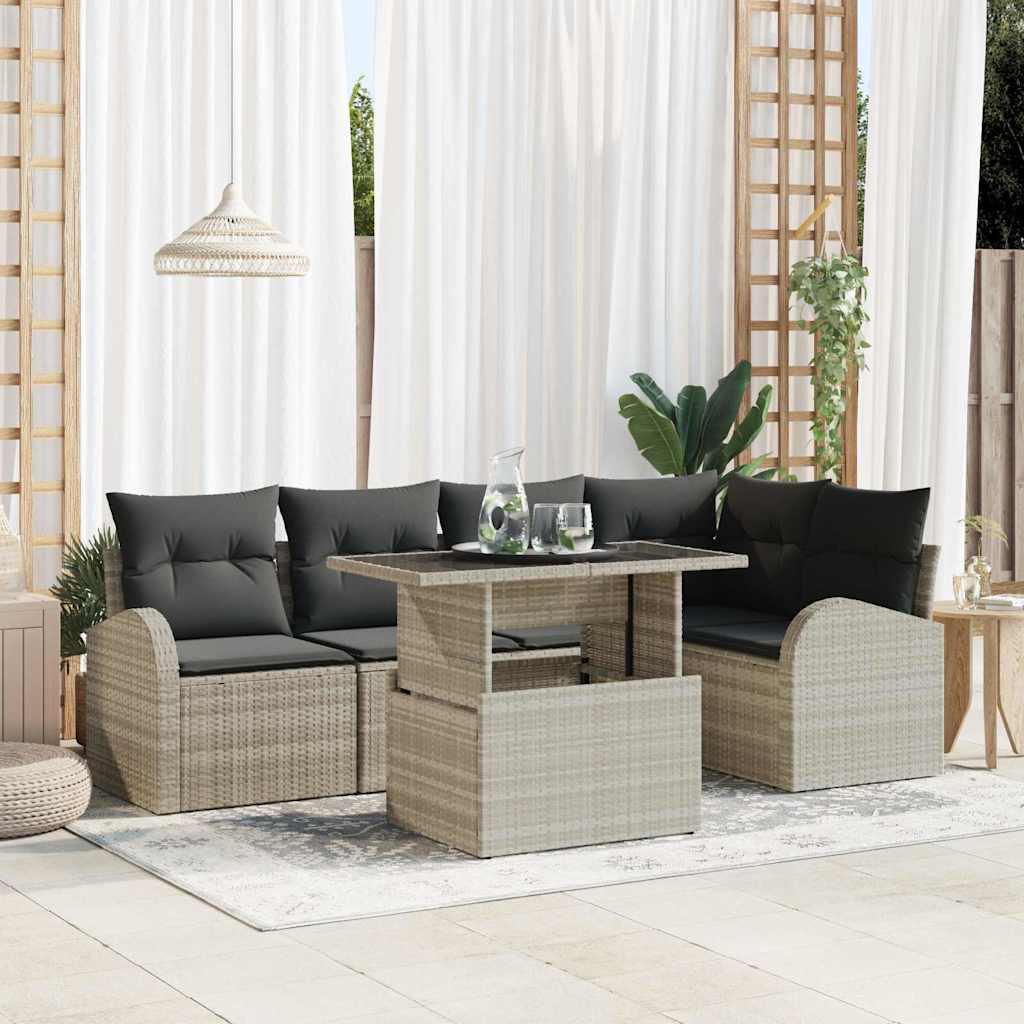 6-Teiliges Gartensofa Set Mit Kissen Poly Rattan