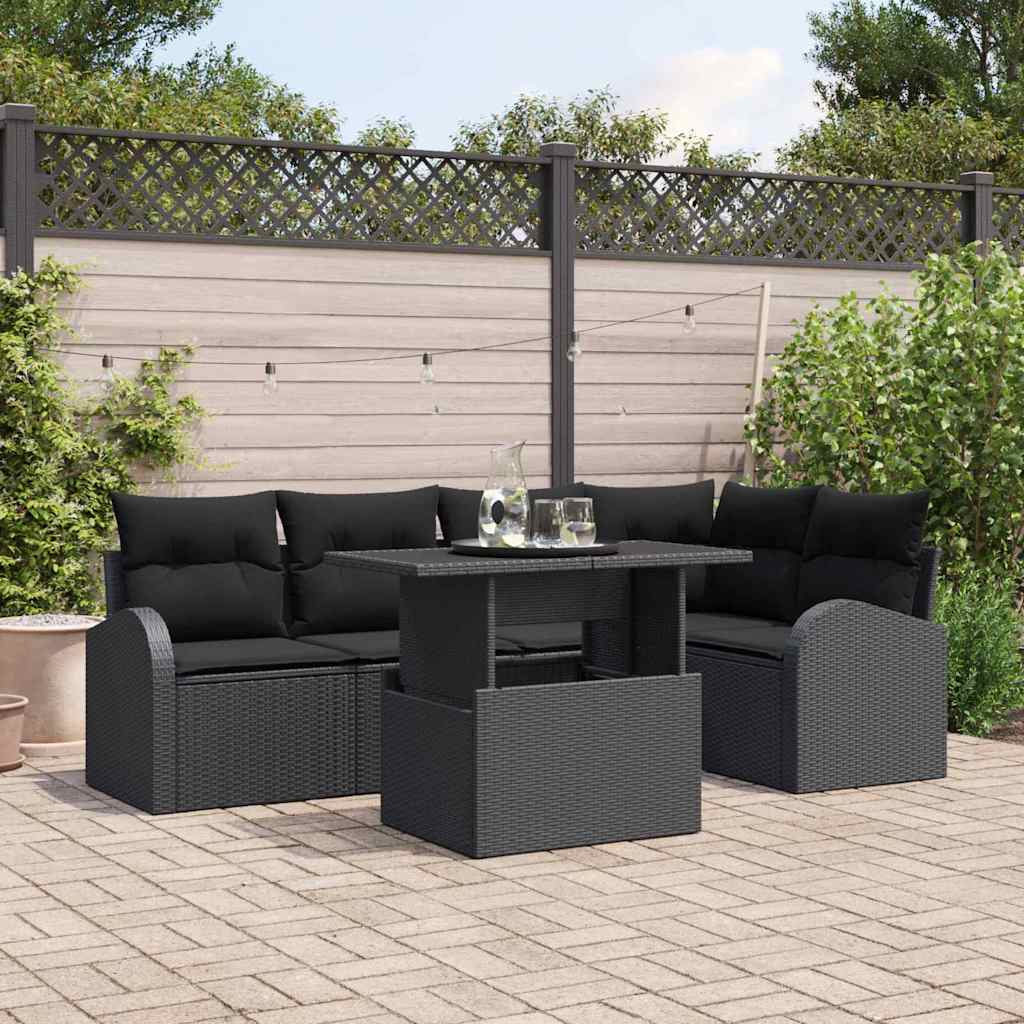 6-Teiliges Gartensofa Set Mit Kissen Poly Rattan