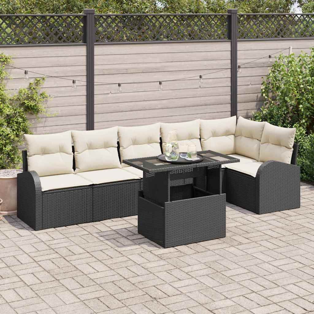 7-Teiliges Garten-Sofa-Set Mit Kissen Es Poly-Rattan