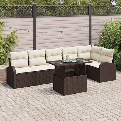 7-Teiliges Garten-Sofa-Set Mit Kissen Es Poly-Rattan