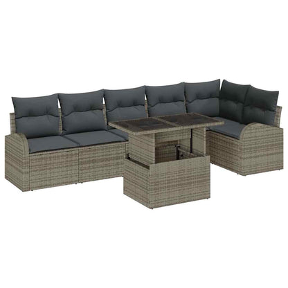 7-Teiliges Garten-Sofa-Set Mit Kissen Es Poly-Rattan