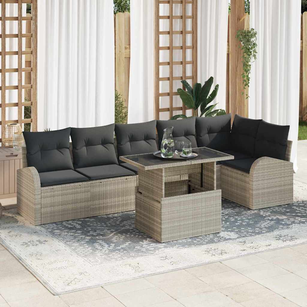 7-Teiliges Garten-Sofa-Set Mit Kissen Es Poly-Rattan
