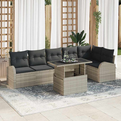 7-Teiliges Garten-Sofa-Set Mit Kissen Es Poly-Rattan
