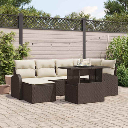 7-Teiliges Garten-Sofa-Set Mit Kissen Poly Rattan