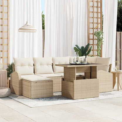 7-Teiliges Garten-Sofa-Set Mit Kissen Poly Rattan