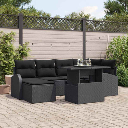 7-Teiliges Garten-Sofa-Set Mit Kissen Poly Rattan