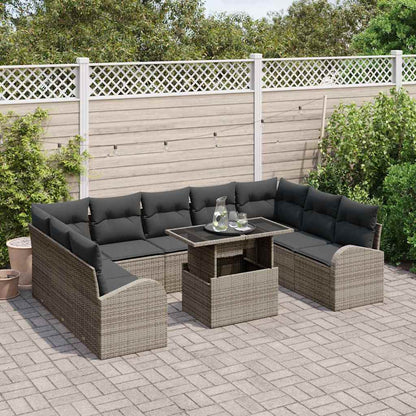 10-Teiliges Garten Sofa Set Mit Kissen Poly Rattan