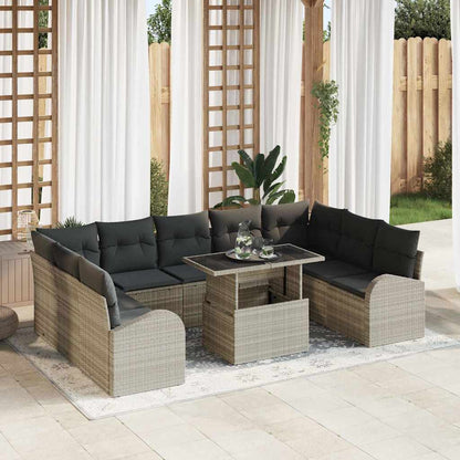 10-Teiliges Garten Sofa Set Mit Kissen Poly Rattan