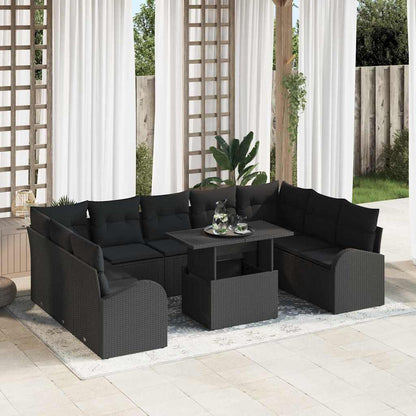 10-Teiliges Garten Sofa Set Mit Kissen Poly Rattan