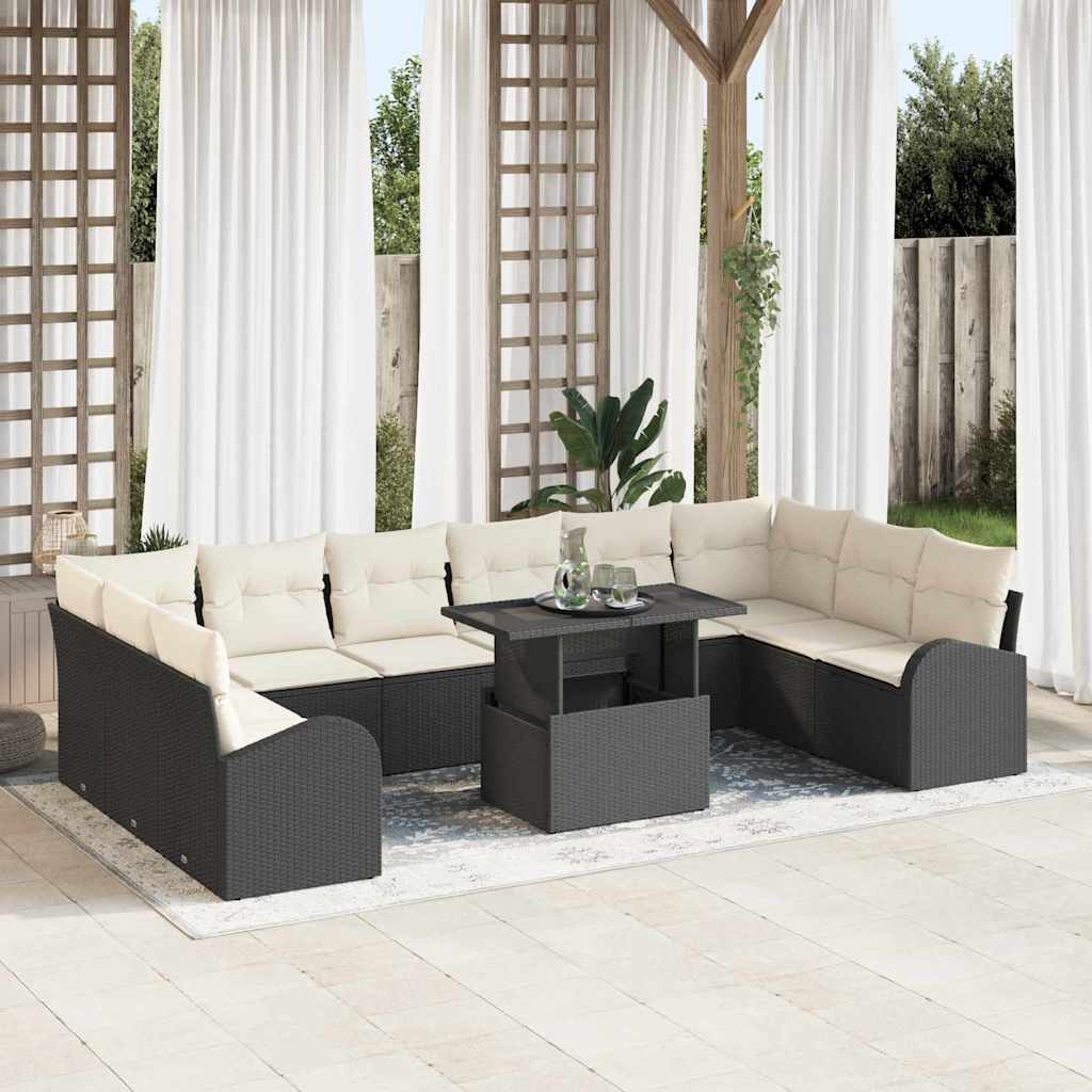 11-Teiliges Garten-Sofa-Set Mit Kissen Poly Rattan