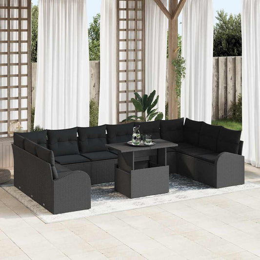 11-Teiliges Garten-Sofa-Set Mit Kissen Poly Rattan