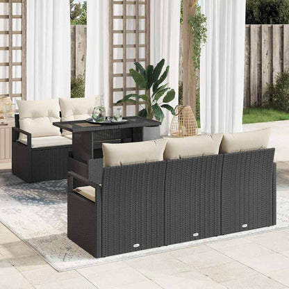6 Teiliges Garten-Sofa-Set Mit Kissen Poly Rattan