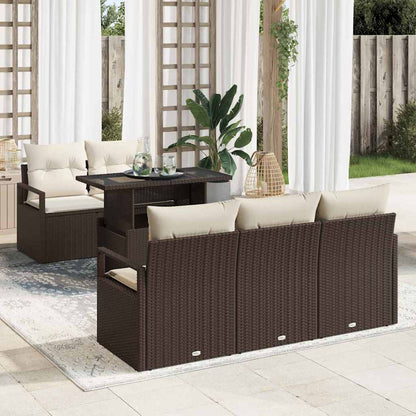 6 Teiliges Garten-Sofa-Set Mit Kissen Poly Rattan