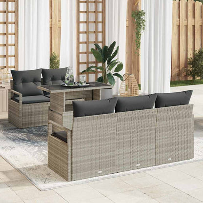 6 Teiliges Garten-Sofa-Set Mit Kissen Poly Rattan