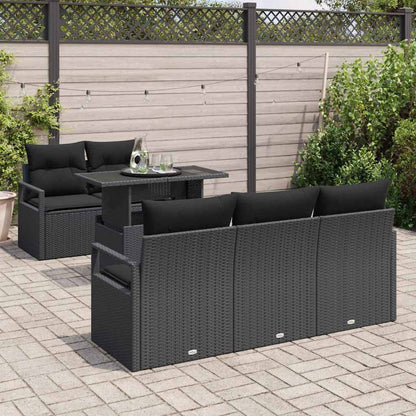6 Teiliges Garten-Sofa-Set Mit Kissen Poly Rattan
