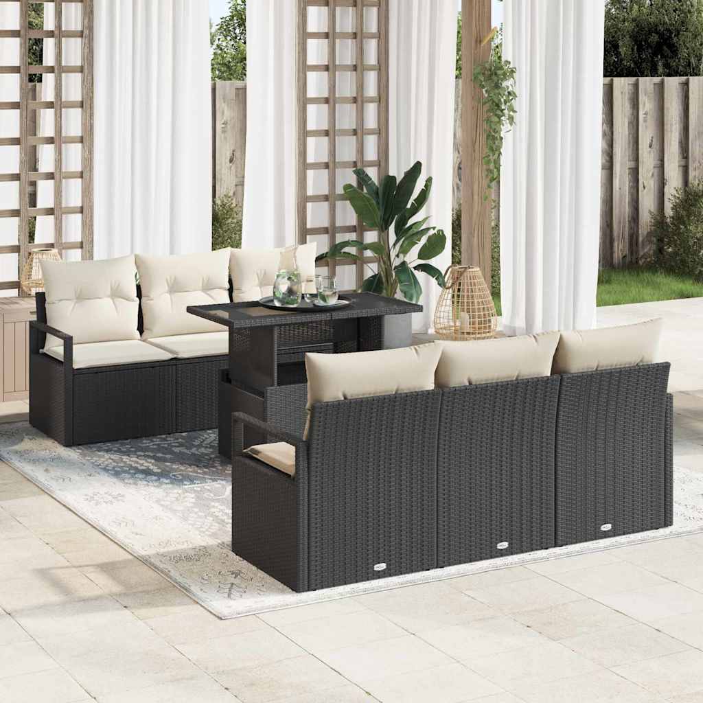 7-Teiliges Garten Sofa Set Mit Kissen Poly Rattan