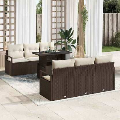 7-Teiliges Garten Sofa Set Mit Kissen Poly Rattan