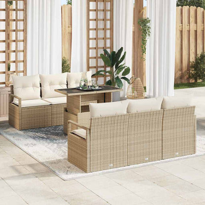 7-Teiliges Garten Sofa Set Mit Kissen Poly Rattan