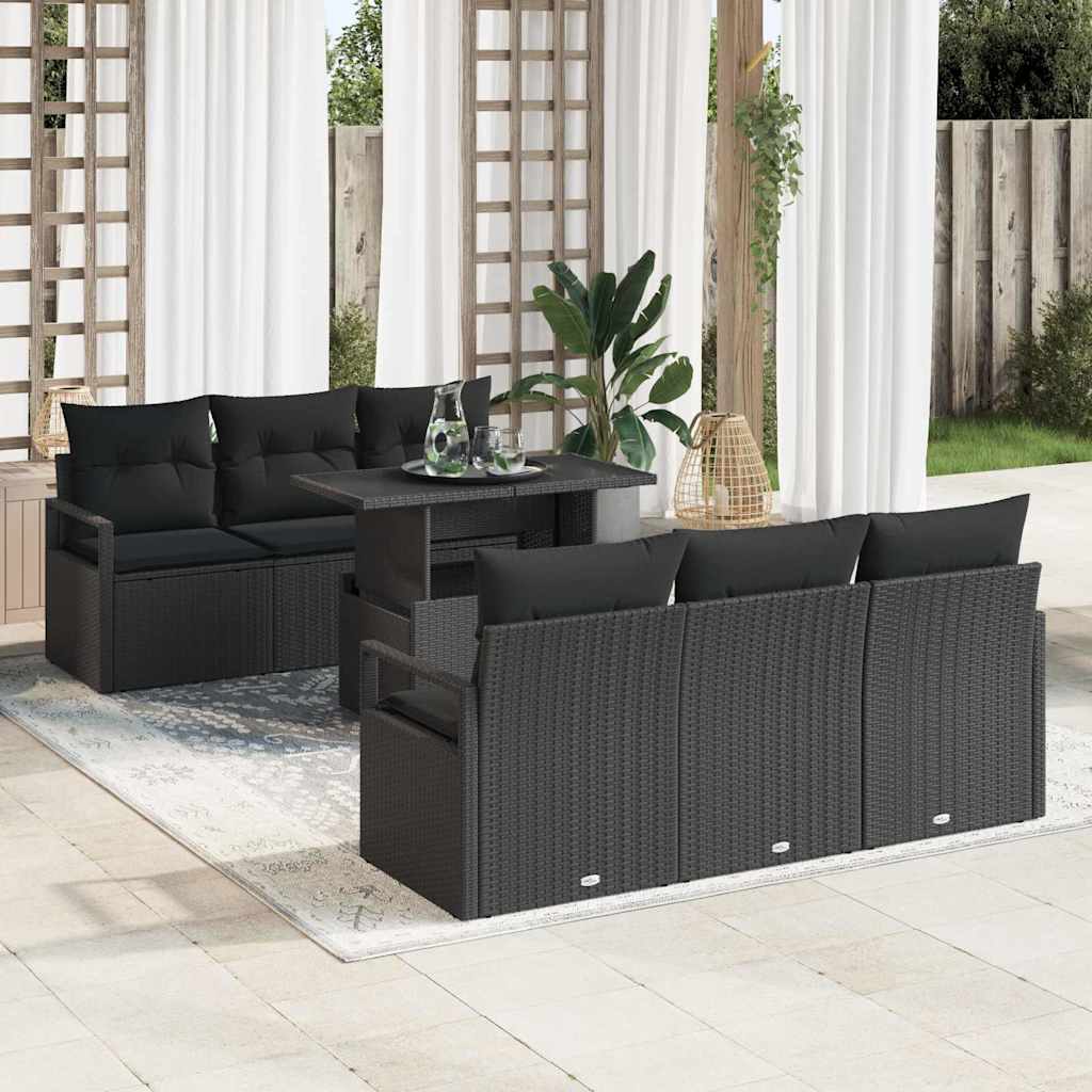 7-Teiliges Garten Sofa Set Mit Kissen Poly Rattan