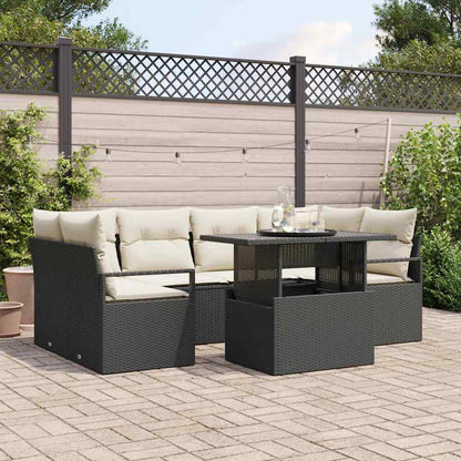 7-Teiliges Garten Sofa Set Mit Kissen Poly Rattan