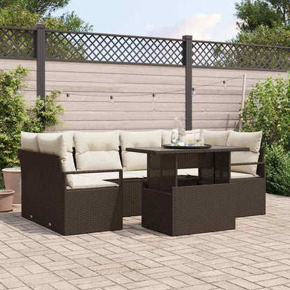 7-Teiliges Garten Sofa Set Mit Kissen Poly Rattan