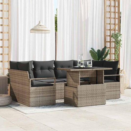 7-Teiliges Garten Sofa Set Mit Kissen Poly Rattan