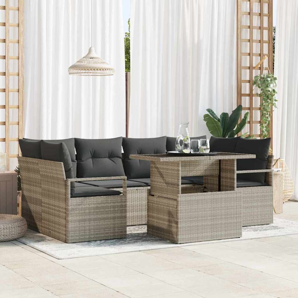 7-Teiliges Garten Sofa Set Mit Kissen Poly Rattan