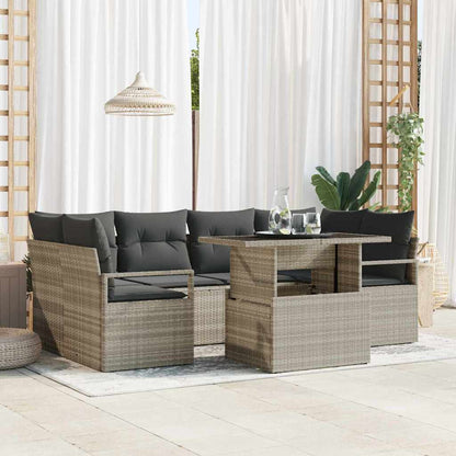 7-Teiliges Garten Sofa Set Mit Kissen Poly Rattan