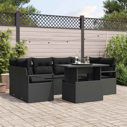 7-Teiliges Garten Sofa Set Mit Kissen Poly Rattan